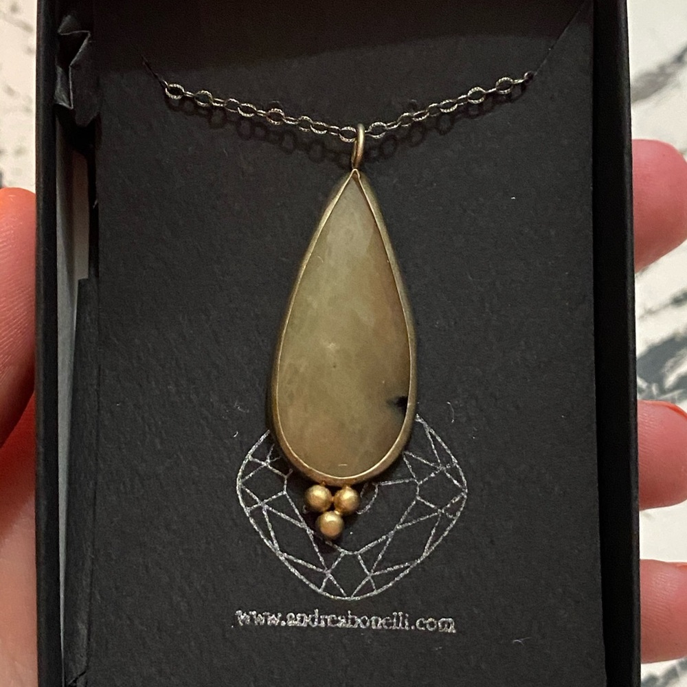 Andrea Bonelli Yellow Sapphire & Silver Necklace